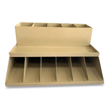 CONTROLTEK® Coin Wrapper And Bill Strap 2-tier Rack, 11 Compartments, 9.38 X 8.13 4.63, Metal, Pebble Beige freeshipping - TVN Wholesale